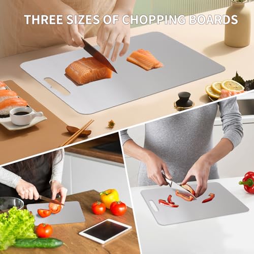 Set de Tres Tablas de Cortar de Acero Inoxidable 304, para Verduras, Carne y Frutas, Doble Cara miniatura 6