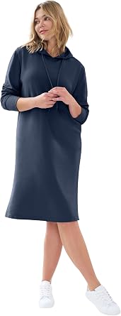 ellos Plus Size French Terry Hooded Sweatshirt Dress