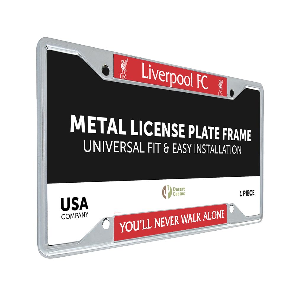 Liverpool FC Car Accessories Football Soccer Metal License Plate Frame and Tag Holder for Front or Rear of Vehicle (Frame - Design 3)