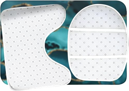 Badvorleger Set Dunkelgrünes Marmormuster Badgarnitur 3 Teilig, Bodenvorleger U-förmiger WC-Vorleger WC-Deckelbezug, rutschfest, Waschbar für Badewanne, Dusche, Badezimmer – Bild 7