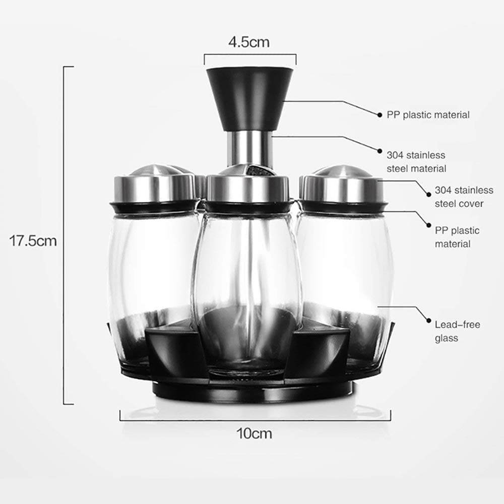 zaizai 7 Unids/Set De Frascos De Especias De Condimento De Bureta Giratoria De Acero Inoxidable, Juego De Saleros Y Pimenteros, Herramienta De Cocina En Aerosol para Condimentos