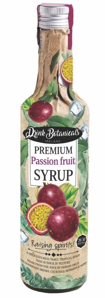 Drink Botanicals Passion Fruit Syrup Puree | Premium Quality, Natural Fruit Content Puree | Flavored Syrup for Beverages | Natural | 30 Servings 500ML Glass Bottle