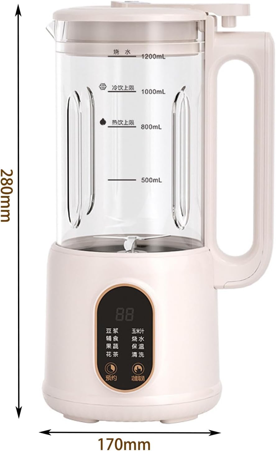 Produttore Automatico di Latte di Noci, Produttore di Latte di Soia da 1200 Ml, Latte di Mandorle, Avena, Cocco, Soia O Vegetale Fatto in Casa, Bevande Senza Lattosio