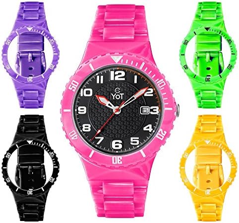 YoT CHAMPION Watch Interchangeable Kit 1+5 = 625 / Black Analog Calendar With Neons
