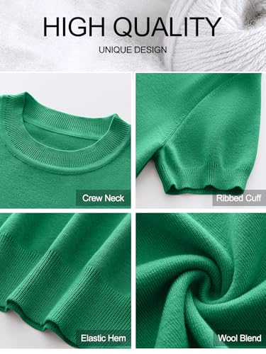 Image of ANRABESS Womens Short Sleeve Sweaters Wool Blend Crew Neck Sweater Shirts Business Casual Work Tops 2026 Summer Outfits