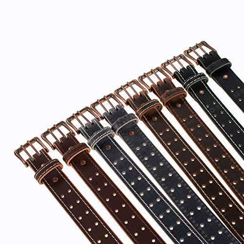 Men’s Classic Leather Belt, Double Prong Retro Style, Antique Copper Buckle, 1 ½” Width, Amish handmade in the USA3