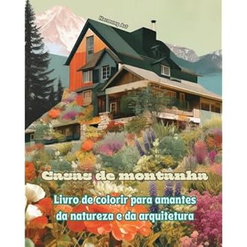 Capa do livro Casas de montanha Livro de colorir para amantes da natureza e da arquitetura Designs criativos para relaxamento: Casas de sonho em incríveis paisagens montanhosas para estimular a criatividade
