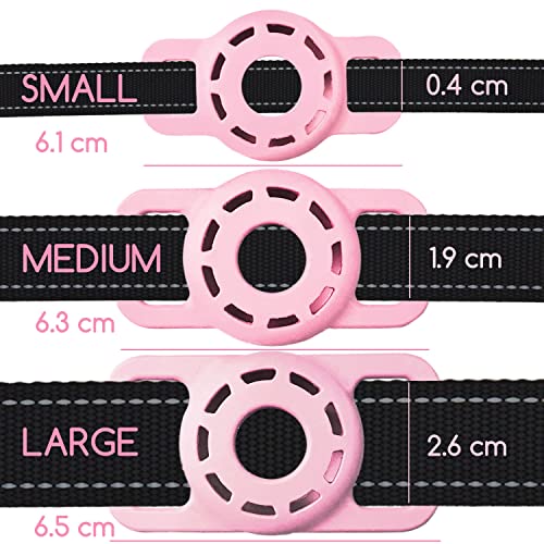 Airtag Hundehalsbandhalter für Hunde und Katzen, Silikon, für Apple Airtag (Medium, Rosa)