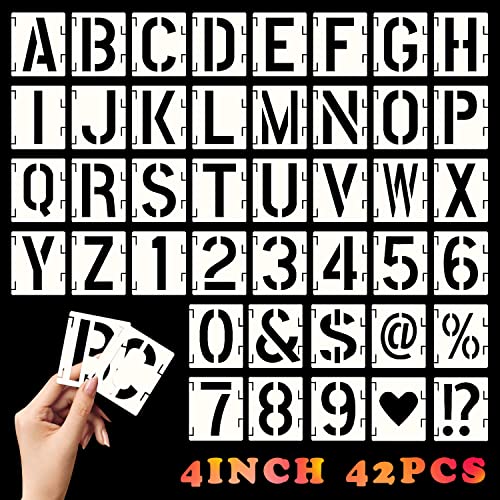 AIEX 43 Pièces Pochoirs Alphabet Et Numéros En Plastique Réutilisables 2,5 Cm - Lettres, Chiffres Et Symboles Pour Bricolage