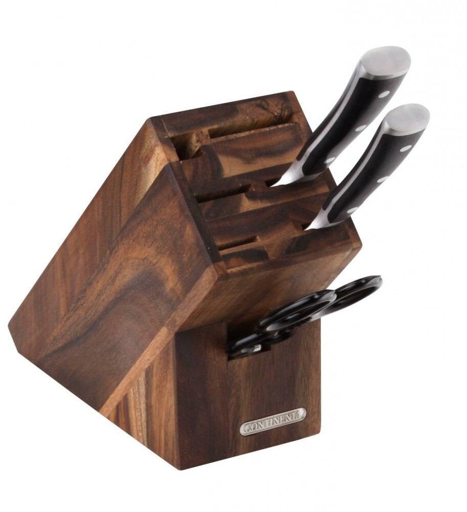 Continenta Dark Brown Knife Block Acacia Wood Oiled Finish, One Size