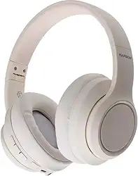 Fone de Ouvido Estéreo Sem Fio Headphone Bluetooth - Redução de Ruído e Longa Duração de Bateria com 18 horas de Bateria, Carregamento Rapido, Design Dobrável (Bege)