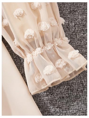 Floerns Girl's Swiss Dots Bishop Long Sleeve Frill Mock Neck Party A Line Dress4