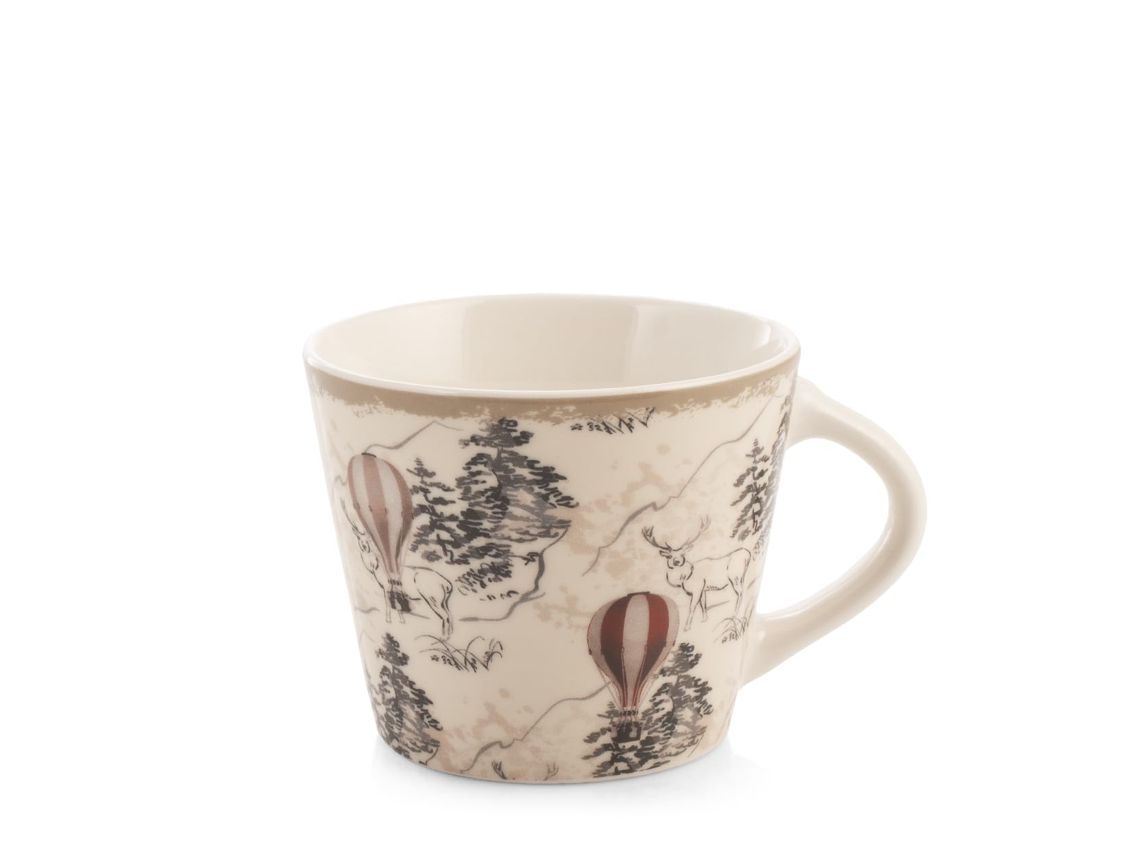 H&H Zestaw 12 filiżanek do herbaty z nowej porcelany kostnej – dekoracja zimowa, 280 ml, różne filiżanki z niedźwiedziem, balonem i narciarzami, eleganckie na śniadanie i herbatę