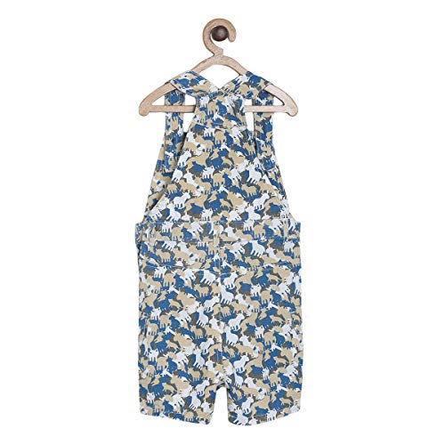Image of miniklub Baby Round Neck Short Sleeve Knitted Cotton Dungaree Set, Pack of 2 (Navy Color)