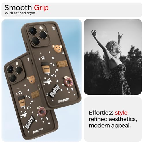 Image of Pikkme Back Cover for Realme 15T 5G / Realme Narzo 90 5G | 3D Bear Silicone Cute & Fun Coffee Cartoon | Full Body Protection Bumper Case (Brown)