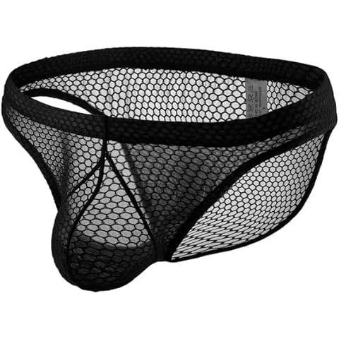 Sexy Men Hollow Underwear Briefs Mesh Transparent Lingerie Mens Fishnet Penis Pouch Underpants Hombre Panties-black Cover