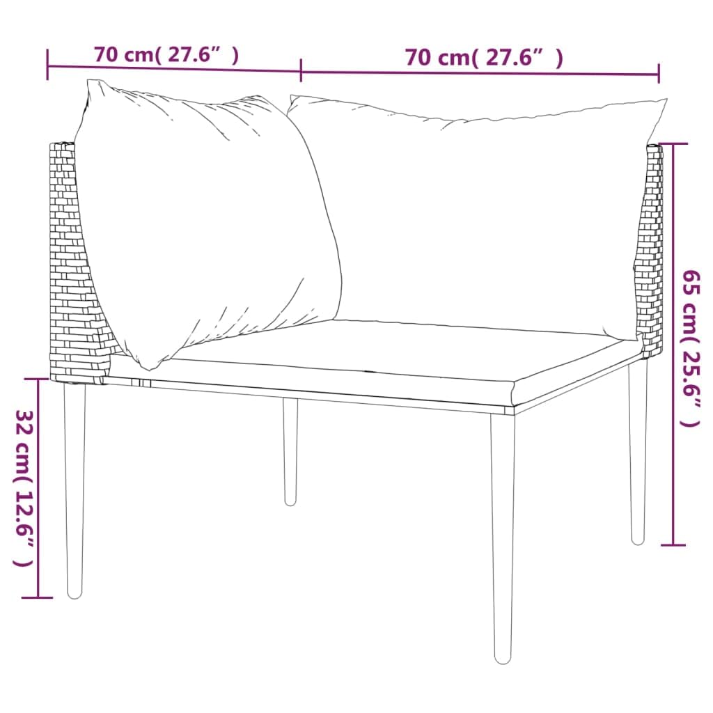 Divano angolare da giardino con cuscino, in polyrattan, grigio