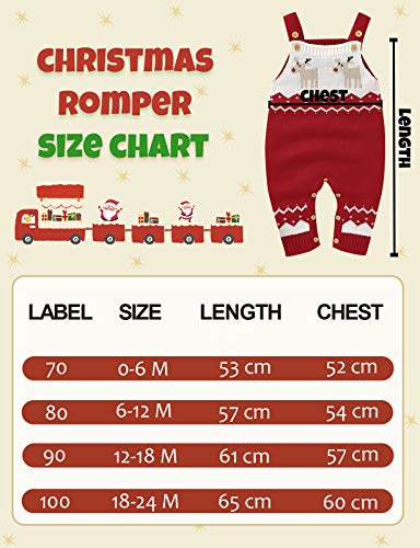 MOMBEBE COSLAND Baby Kerst Gebreide Romper Rendier Onesies Sweater Jumpsuit Mouwloze Outfit 0-24 Maanden - Afbeelding 8