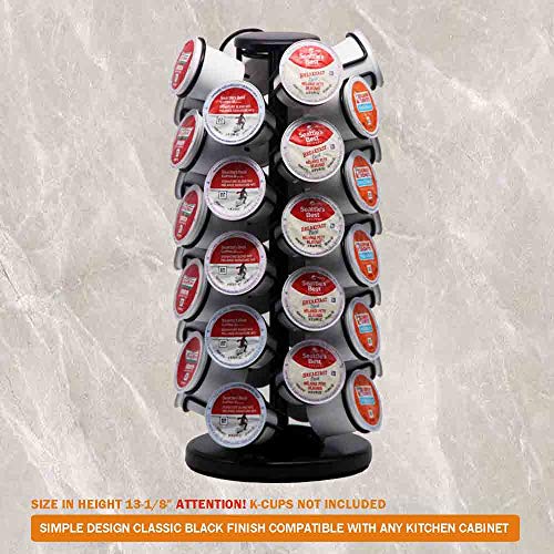 40pods K Cup Holders, K Cup Carousel, Coffee Pods Holder Storage Organizer Stand,Comes All in One Piece,No Assembly Required,1 Count,Black (Holds 40 Pods/Heavy Duty Base, Matte Black)