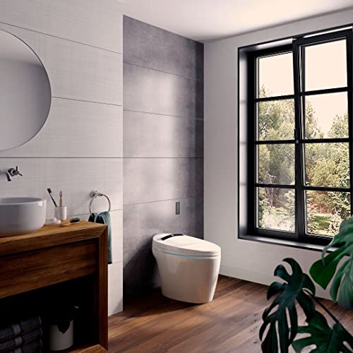 Nashi - Japanisches WC | Toilette mit Bidet | Automatische Öffnung des Deckels mit Licht und Wasserentladung | Integrierter Spülkasten | Sitzheizung, heißes und trockenes Wasser | Smart WC | Eira New – Bild 5