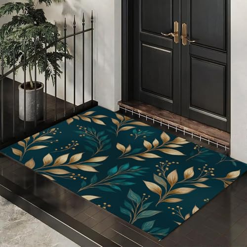 Tapis de porte texture végétale vert olive pour décorer une cuisine moderne