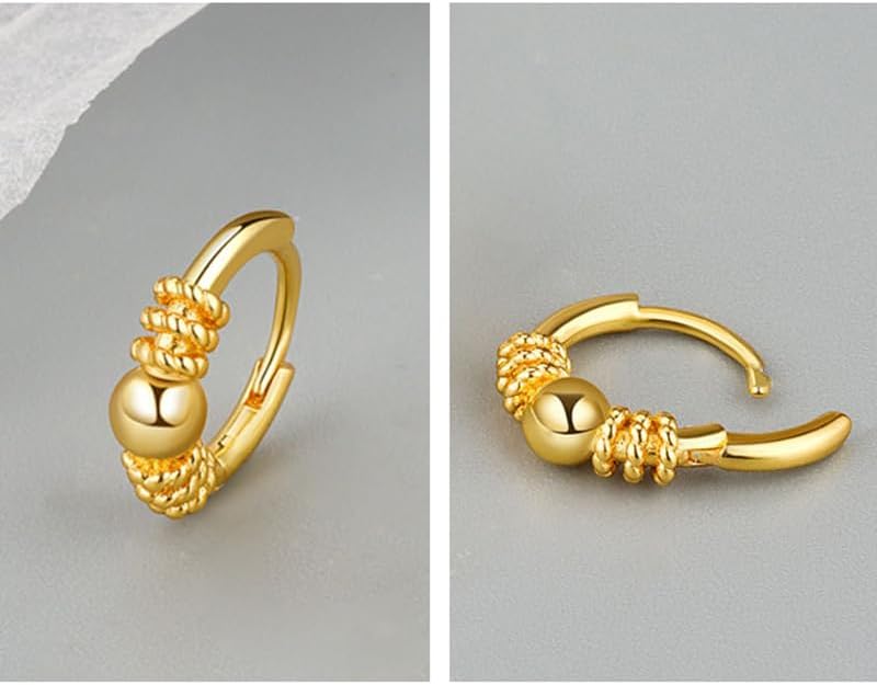 Round Circle Copper Hoop Earrings with Ball Bead for Women, Jewelry Gifts for Girlfriend Wife - Image 4