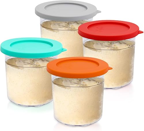 Recipientes de pintura de helado con tapas de silicona de repuesto compatibles con NC301 NC300 NC299AMZ para hacer helados almacenamiento hermético