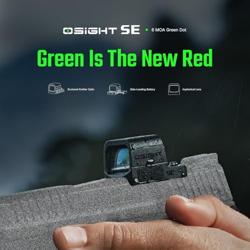 OSIGHT SE Enclosed RMSc Green Dot Sight, 6 MOA Dot, for Subcompact Pistols - 1
