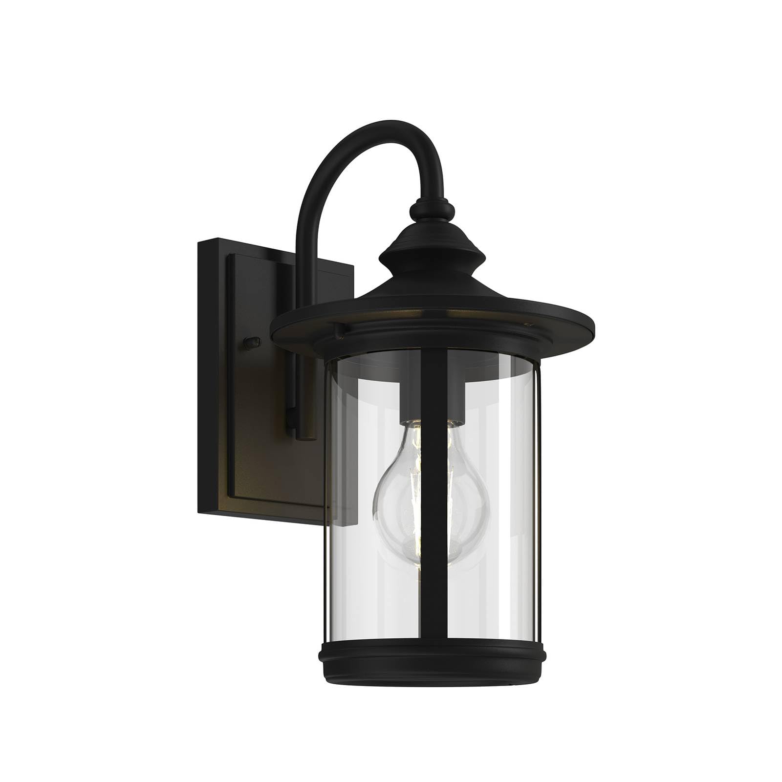 Lindby Zayn Outdoor Wall Light, Black, Glass, Height 33Cm, Ip23