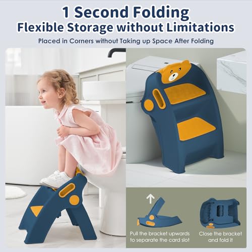 Toddler-Step-Stool-Foldable-2-Step-Stool-for-Kids-Collapsible-Stool-Anti-Slip-Stepping-Stool-for-Bathroom-Sink-Potty-Toilet-Toddler-Kitchen-Stool-Helper-DarkBlue Toddler Step Stool Foldable 2 Step Stool for Kids Collapsible Stool Anti Slip Stepping Stool for Bathroom Sink Potty Toilet Toddler Kitchen Stool Helper DarkBlue