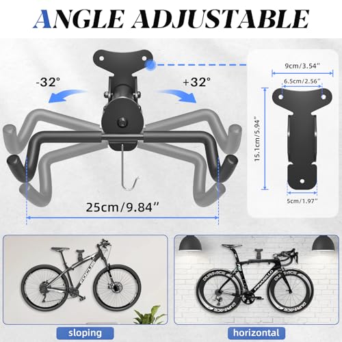 WELDUN Bike Wall Mount, Bicycle Holder, Foldable Bike Rack, Adjustable Distance, with Helmet Hook - Image 3