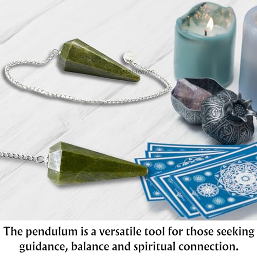 Image of Vesuvianite Pendulum Dowsing Tool - Natural Crystal Pendulum for Spiritual Guidance - Premium Dowser Pendulum for Accurate Divination and Energy Healing - Perfect for Energy Healing and Chakra Balancing - Handcrafted with Precision and Elegance