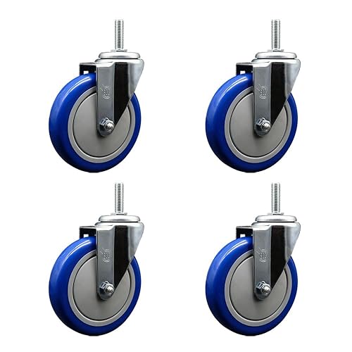 Juego de 4 ruedas giratorias de poliuretano con ruedas azules de 5 x 125 pulgadas y tallos de 58 pulgadas incluye 4 ruedas giratorias capacidad disponible en Yaxa Colombia