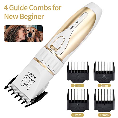Bojafa Dog Grooming Clippers Kit Cordless Professional Low Noise Quiet Pet Clippers Rechargeable for Dogs Cats Hair Clippers Shaver Dogs Grooming Kit Set