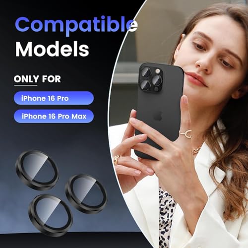 Image of Mobile Camera Lens Protector Compatible for iPhone 16 Pro & iPhone 16 Pro Max Black