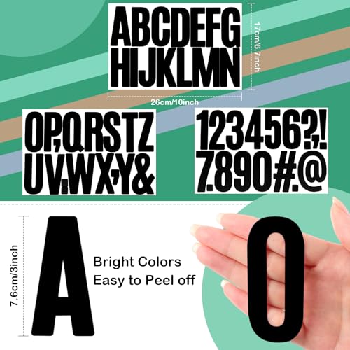 Image of Qilery 32 Sheets 3 Inch Letter and Number Stickers Self Adhesive Vinyl Letters Alphabet Stickers Big Font Letters Number Tags for School Classroom Home Mailbox Decor (Black)
