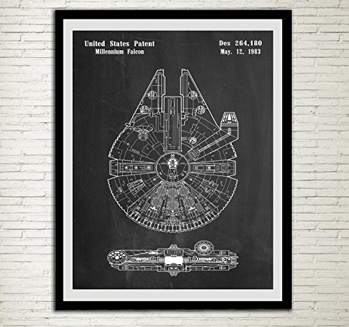 Star Wars Patent Home Office Decor Star Wars SpaceCraft Art Prints Millennium Falcon Wall Art Hanging
