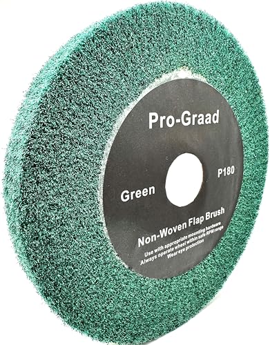 Image of 8 inch x 1 inch Green 180 Grit Non-Woven Bench Grinder Polishing Burnishing Satin Finishing Flap Brush Wheel for Aluminum Copper Metal Golf Club Refurbishing, Compatible for 1 /2 inch, 5 /8 inch, 3 /4 inch Arbor