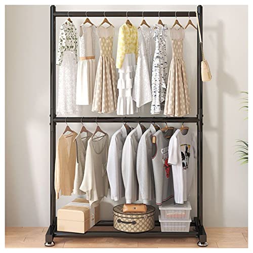 Perchero Doble de 100 cm, Color Negro, para Colgar Abrigos, Faldas y suéteres. Solución de Almacenamiento Elegante y Que Ahorra Espacio.
