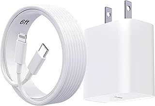 iPhone USB C Wall Charger, iPhone Charger Fast Charging Block, 20W Wall Charger Power Adapter with 6FT Type-C to Lightning Cable Compatible iPhone 14 Pro Max/13/13 Mini/12 Pro/12 Pro Max/11/11 Pro/Max