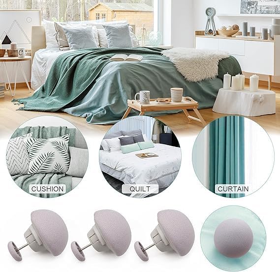 Kolorful Blanket & Sheet Quilt Fixing Duvet Clips Mushroom Round Shape Duvet Cover Pins and Buttons,Bedroom Holder Pins Easy Install Clips for Bed Sheets,Blankets,Cushions,Curtains (Grey, Set of 16) 3