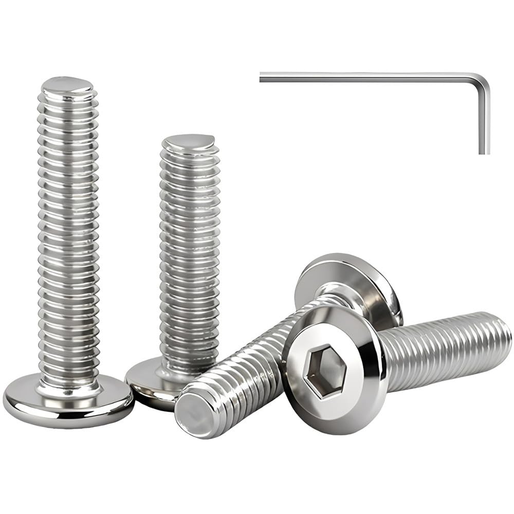 10 Piezas Tornillos Allen de Acero Inoxidable A2 V2A, M4 x 14mm Tornillo de Cabeza Plana Hexagonal, Tornillos de Máquina con Llave Allen, Rosca Completa