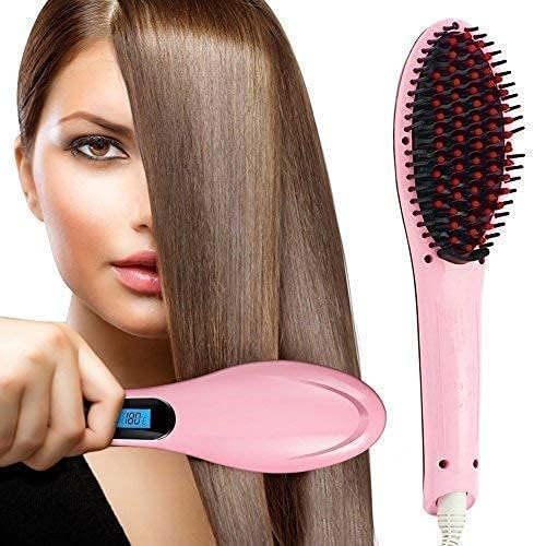 MARMIX 3-in-1 Fast Hair Straightener Comb Brush for Women with LCD Temperature Control Display Ceramic Electric Hair Brush, Quick Straightening & Styling Tool (Pink) MARMIX 3-in-1 Fast Hair Straightener Comb Brush for Women with LCD Temperature Control Display Ceramic Electric Hair Brush, Quick Straightening & Styling Tool (Pink)
