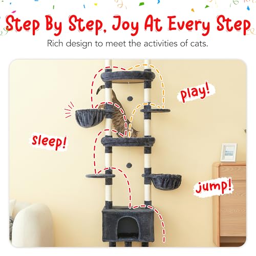 Torre para gato ajustable 7 niveles interior miniatura 3