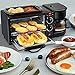 Mini four 3 en 1 pour petit-déjeuner avec plaques de cuisson et machine à café