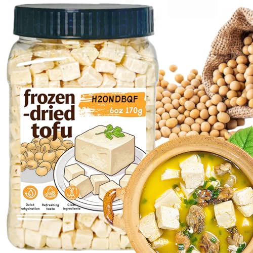 6 oz Freeze-Dried Tofu Cubes High Protein Dehydrated Tofu Instant Vegan Protein for Ramen Toppings Miso Soup Hiking and Emergency Food Supply