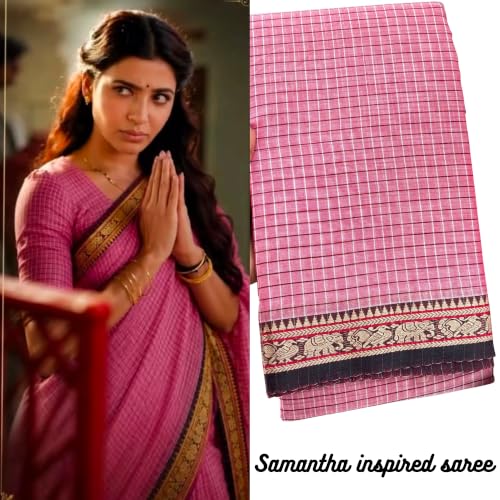 Image of Narayanpet Pure Cotton Avani Border Saree for Women with Running Blouse | Tassels | Traditional Woven Solid Design | Handloom Weave