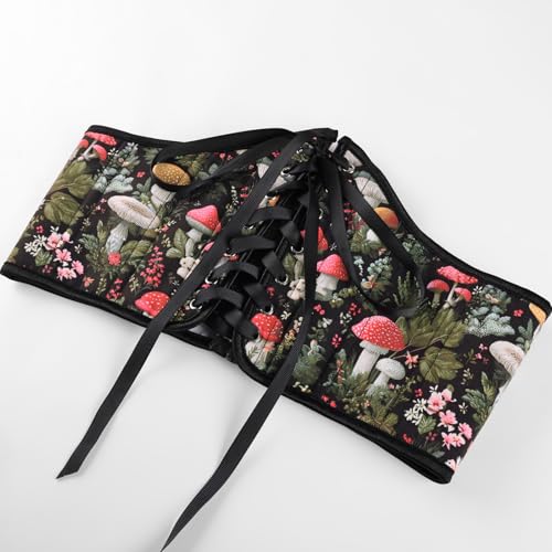 Image of Scarlet Darkness Corset Belt for Women Renaissance Lace up Corset Floral Wide Waist Belts
