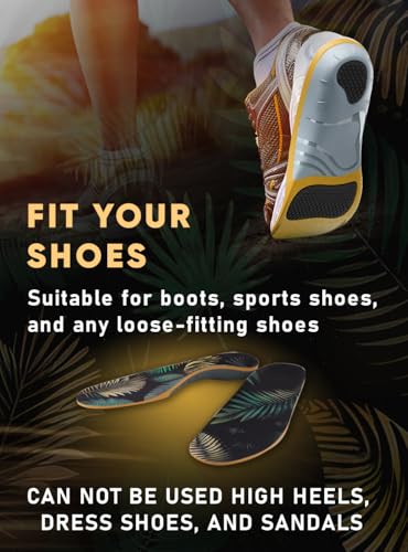 Image of CRUVHEAL 220+ lbs Plantar Fasciitis High Arch Support Insoles Men Women - Orthotic Shoe Inserts - Boot Work Shoe Insole (M, Golden)