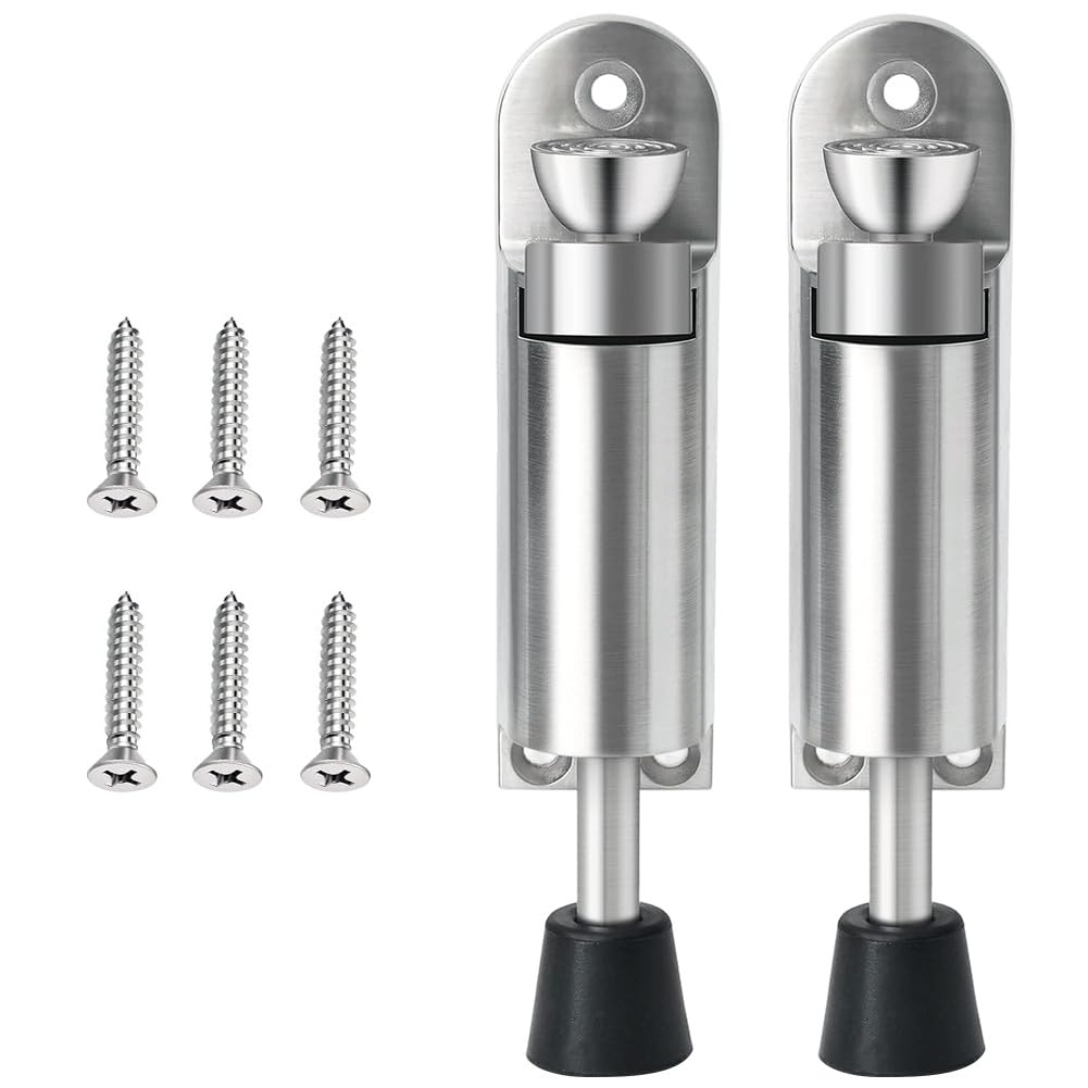 TatTech 2 Pcs Kick Down Door Stop, One Touch Adjustable Height Rubber Tip